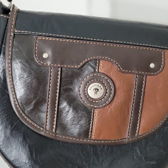 Mouflon Monarch Black Brown Soft Vegan Leather Crossbody Adjustable Strap Purse - Picture 2 of 11